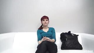 Redhead 18-year-old agreed to show her nipples and make a blowjob at casting