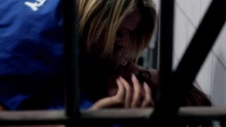 Two hot lesbians are licking each other in the prison cell