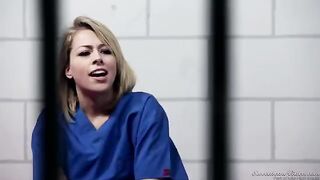 Two hot lesbians are licking each other in the prison cell