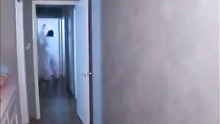 An Asian girl was fucked by a monster in the mouth