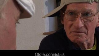 Two old people fucked with young girlfriends