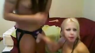 A blonde with impressive tits has virtual sex on webcam and shows her ass