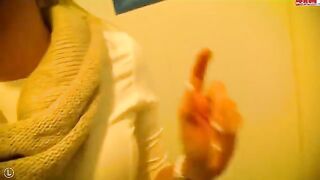 A cute girl made blowjob for stranger in the toilet