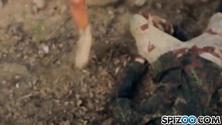 A couple has a great threesome sex with friend in an abandoned house