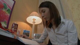 Alena teaches English with her ass, showcasing Russian skills in intimacy