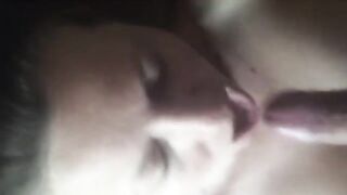 A blowjob in front of the warm fireplace at home. It's very exciting!