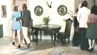 Hot retro sex with a captivating brunette and a foursome