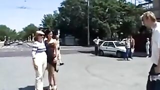 A beautiful model has sex right in the public area