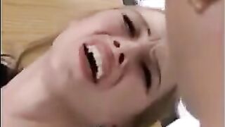 Cute and fragile blonde girl loves anal fisting