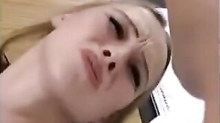 Cute and fragile blonde girl loves anal fisting