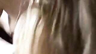 The girl with her boyfriend fucked at home on the bed in POV