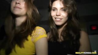 Sex party in a night club with hot brunettes