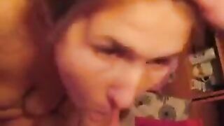 The guy finished in the mouth of a girlfriend