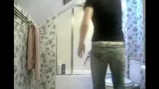 A spy camera in the toilet caught a couple getting intimate