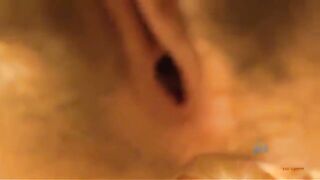 A man masturbates with his hairy crotch, and his girl sucks it all