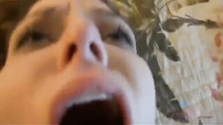 A man masturbates with his hairy crotch, and his girl sucks it all