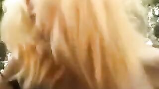 Cute girl was walking in the park and had sex with a guy