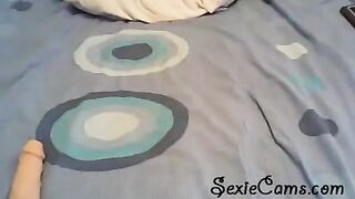 Girl checks her new toy on webcam broadcast