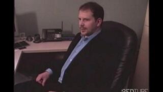 A hot blonde with big boobs is waiting for a client at the sex agency