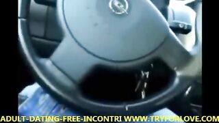 Blonde amateur gives a blowjob to a taxi driver