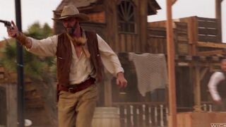 The cowboy punished a girl but licked her clitoris