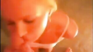 A blowjob at home always ends with a shot of cum in the face