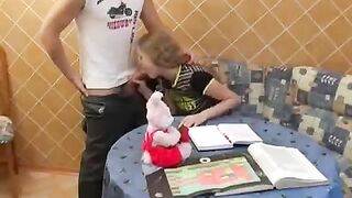 Instead of studying, a cute schoolgirl found a better use of her time