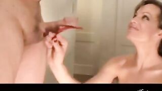 Strong sucking from Wendy's big tits