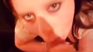 Girls love to eat sperm when making blowjobs, especially in POV style