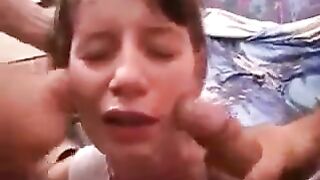 The concha is refilled with sperm when the guy masturbates to a beautiful woman