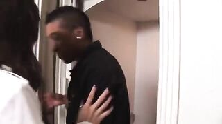A dark-skinned correspondent has sex with a juicy Sasha Gray