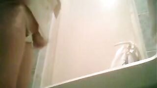 A girl is peeing after graduation in the toilet, cam hidden