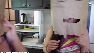 The girls wear on their heads bags from shopping - a hot swingers orgy