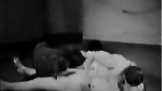 A hot threesome with two guys and a girl in an ancient scene