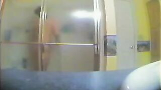 A girl took a shower, not knowing that there was a hidden camera