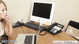 A cute girl has sex in a skirt and pantyhose, showcasing her seductive office look