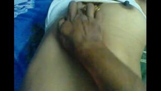 A husband makes a massage for his wife’s sensitive spots