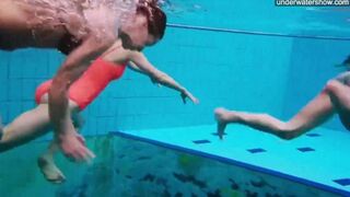 Nude girls in the pool, captured by a hidden camera