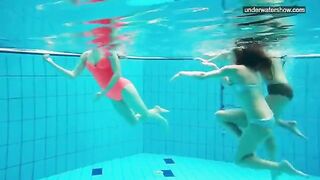 Nude girls in the pool, captured by a hidden camera