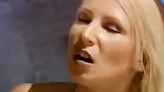 Beautiful woman in bondage, fucked by two men