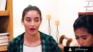 Two sexy teens have a sudden urge to drink each other’s pussies