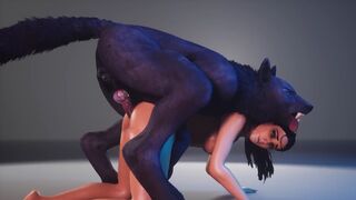 A hot woman is fucking with a werewolf in this 3D porn