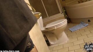 A hot brunette has sex right at her home