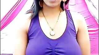 A girl is excited and her nipples protrude through the T-shirt