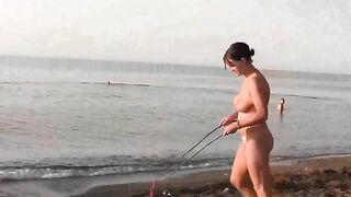 Nude fun on the beach with a hot girl