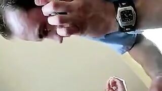 Blonde fucks in her ass with a mobile phone and remote control