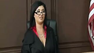 A big boobs mature is wearing her uniform and doing her job