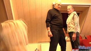 Bearded gray-haired man has sex with a young girl