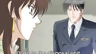 A girl with big eyes passionately does blowjob in this hentai scene