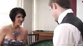 A gambling woman lost her pussy and mouth while playing cards